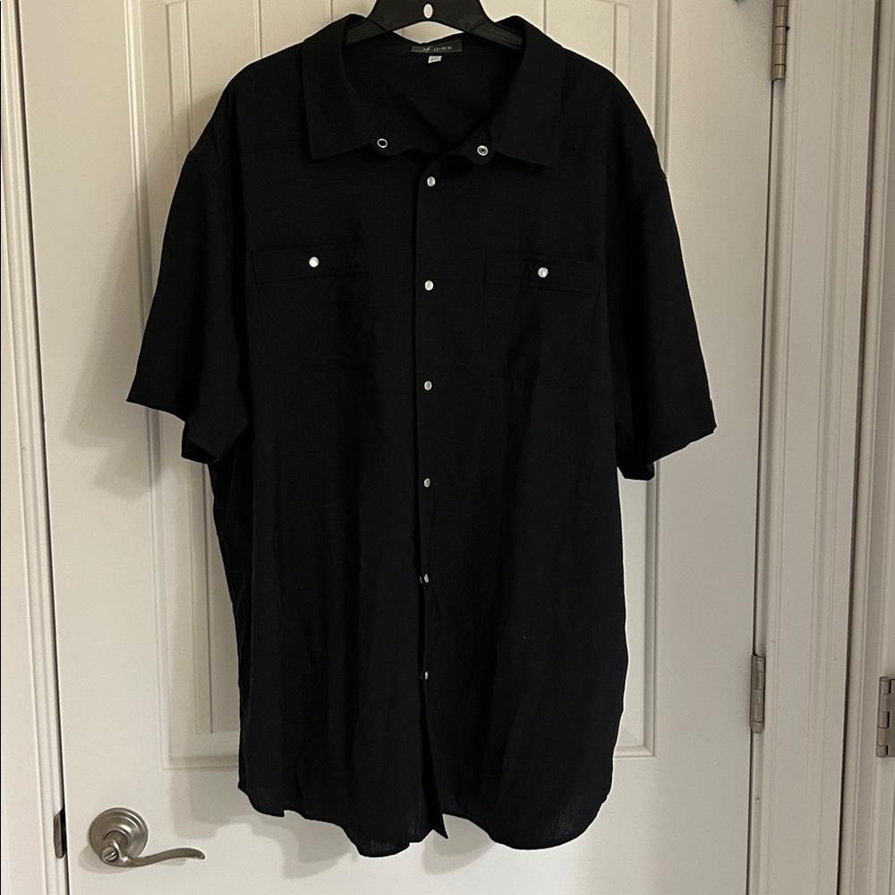 Classic Wool Black Men's Shirt Snap Closure XXL